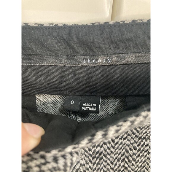 Theory Wool Blend Straight Leg Pants Size 0 Houndstooth Office - Picture 3 of 5